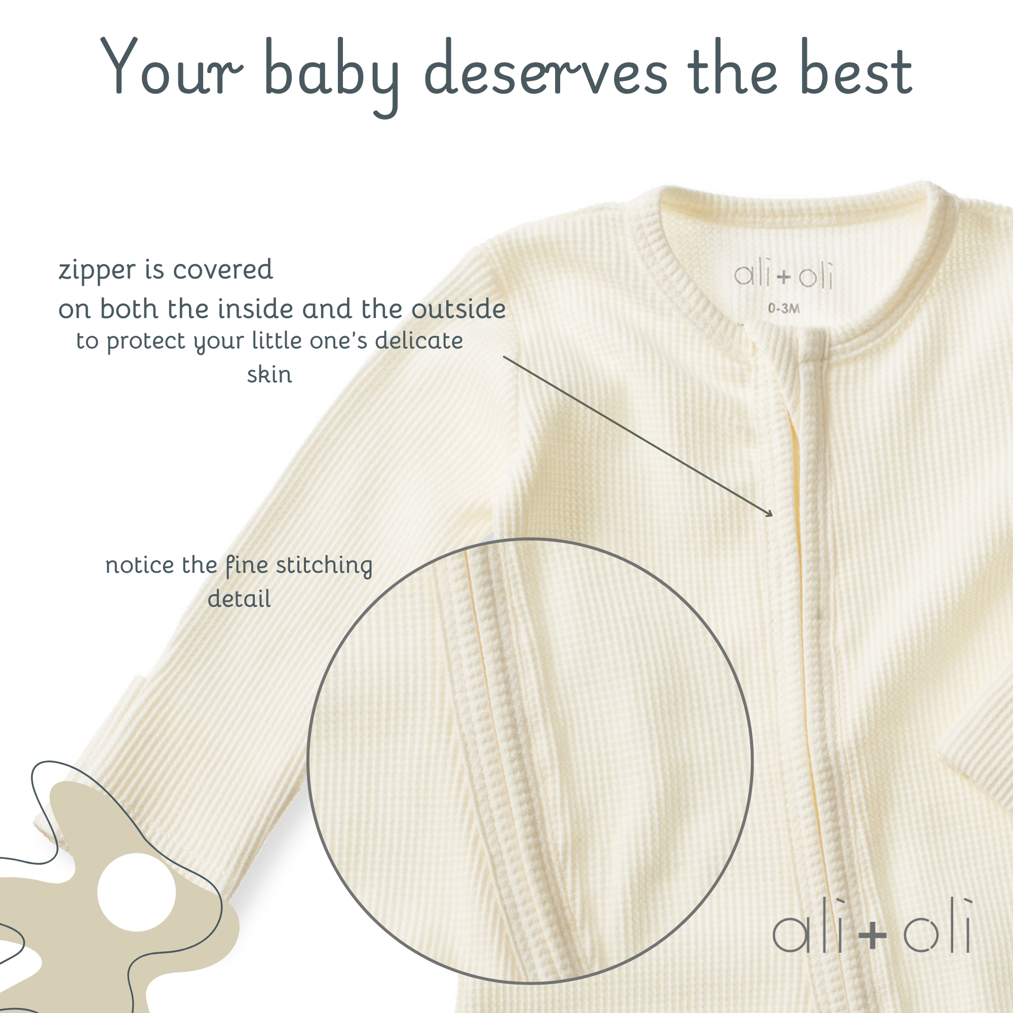 Ali+Oli - Wholesale Clothing Set - Baby - Baby Footie 2-Way Zipper – Organic Cotton Waffle Knit7