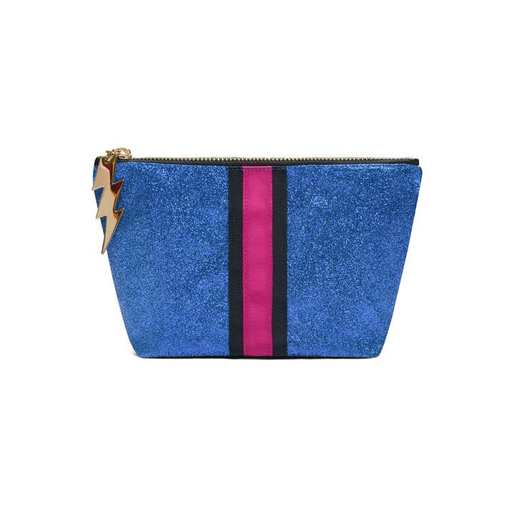 Cockatoo - Wholesale Makeup/Cosmetic Bag - Small Bright Blue Glitter Bag