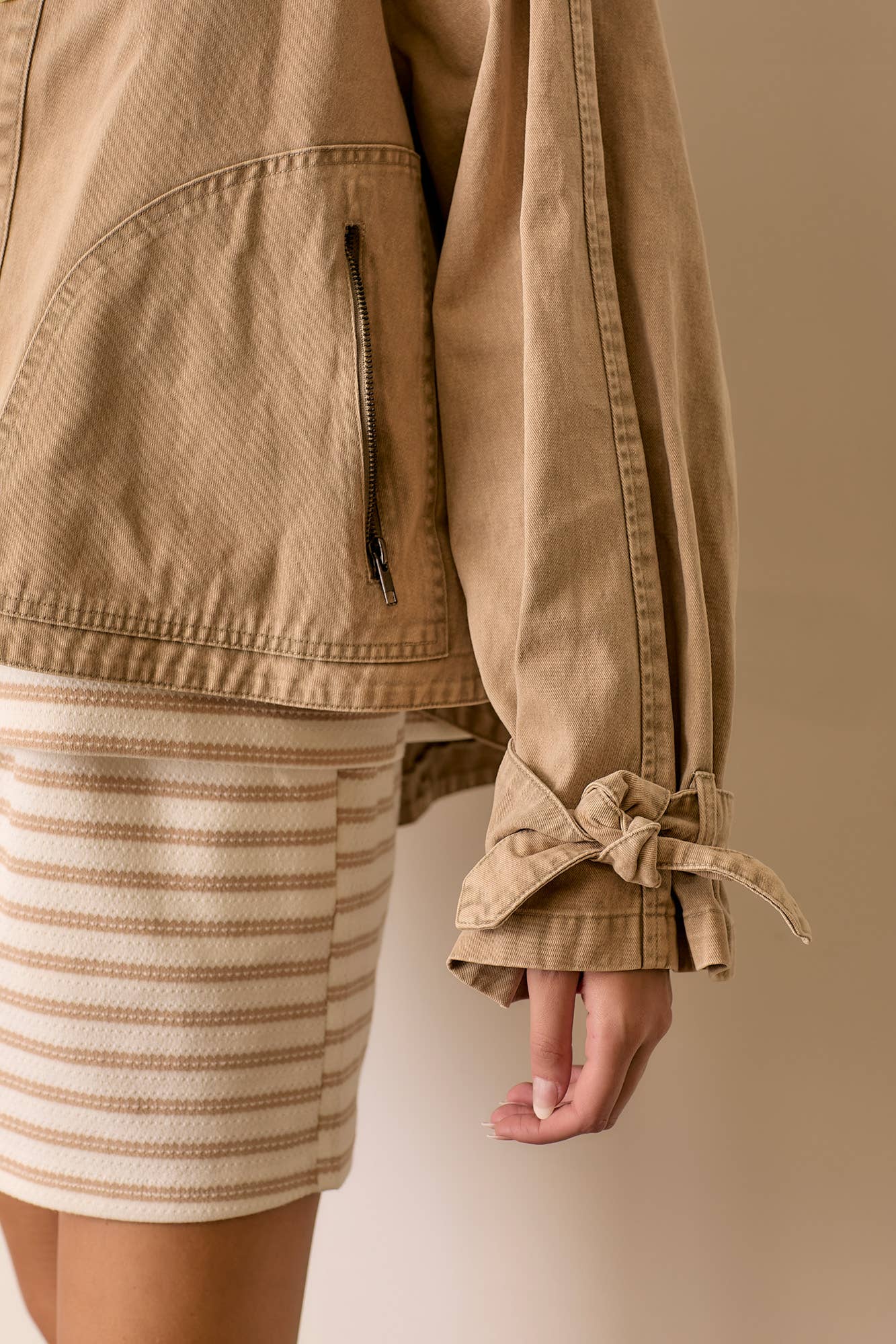 Polagram by Wellmade USA - Wholesale Jacket - Women's - WASHED WIDE COLLAR BUTTON CLOSURE JACKET2