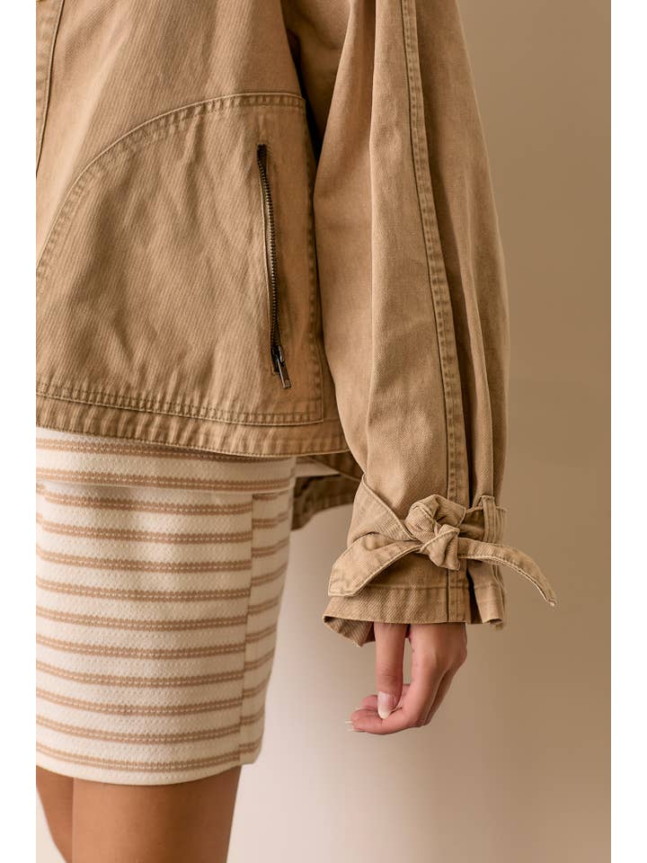 Polagram by Wellmade USA - Wholesale Jacket - Women's - WASHED WIDE COLLAR BUTTON CLOSURE JACKET2