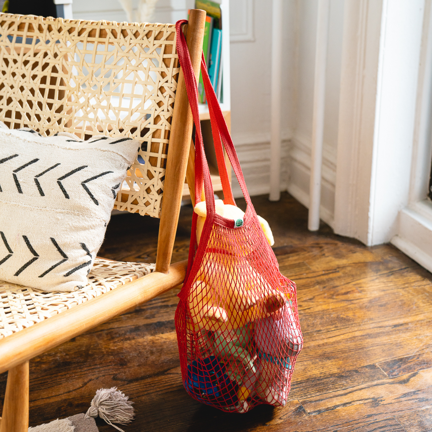 ECOBAGS – Großhandel Schultertasche – Unisex – ECOBAGS Netzbeutel aus recycelter Baumwolle mit langen Griffen – Vielfältige Sets5