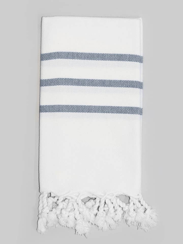 White with Navy Hand Towel – Antiochia Collection for wholesale by Antiochia
