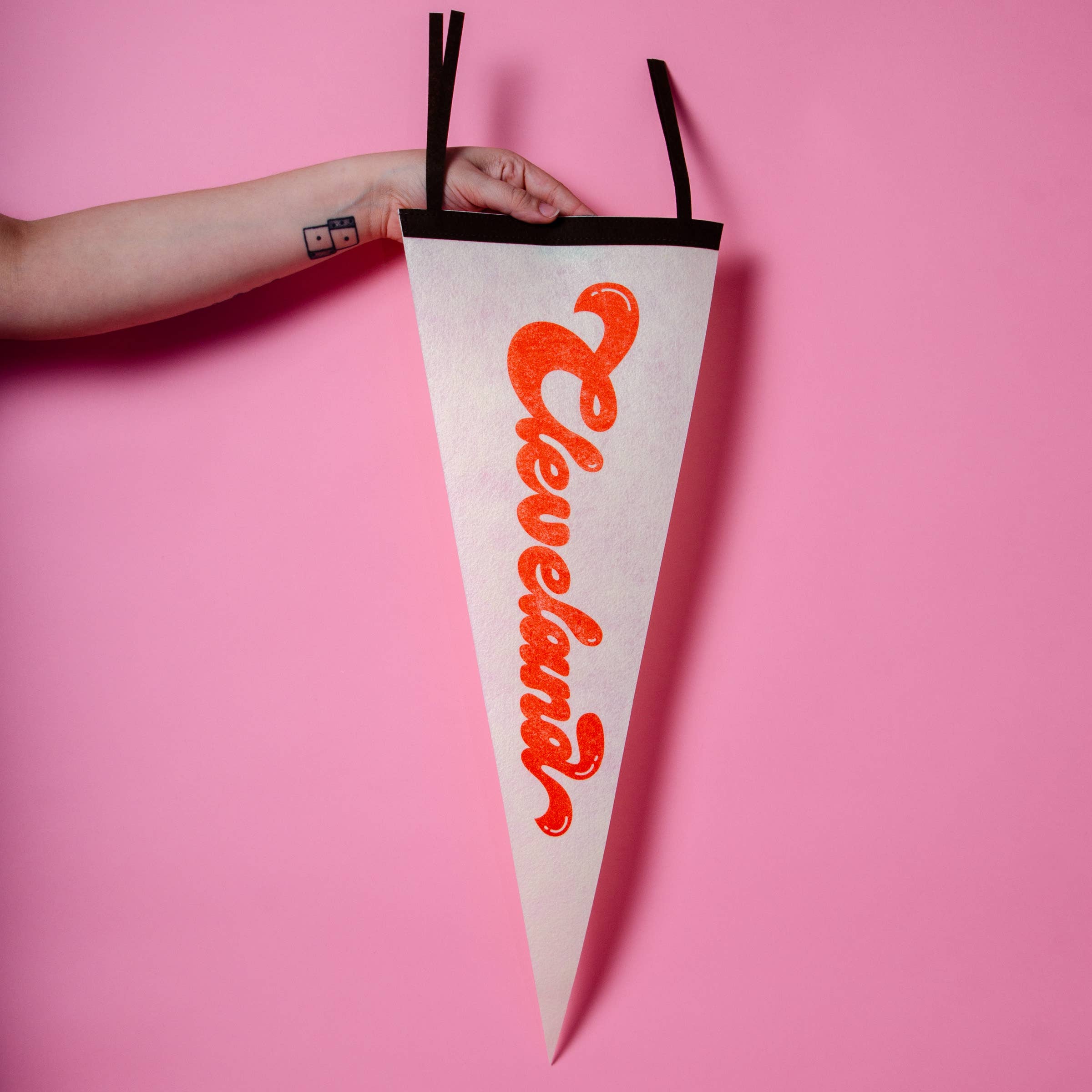 Yikes Design - Wholesale Tapestry/Textile - Cleveland Script Screenprinted Pennant — Retro Felt Pennant2