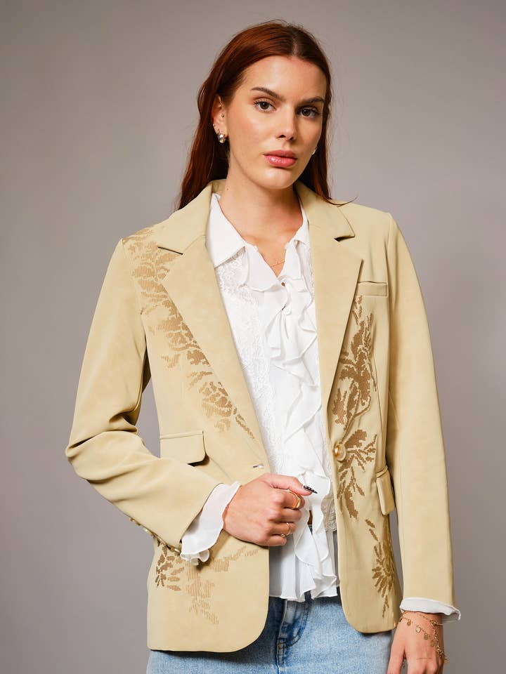 37104J Western Motif Embroidered Blazer for wholesale by Blue B