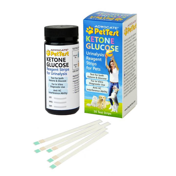 Advocate - Vente Compléments alimentaires – chat et chien - Bandelettes de glucose à base de cétone PetTest pour animaux de compagnie - 50 bandes