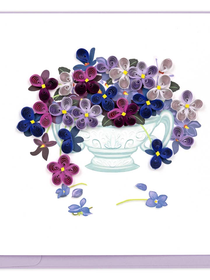 Quilled Violet Bouquet Greeting Card for wholesale by Quilling Card