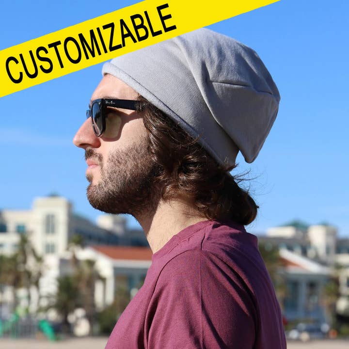 404H The Easily Combiner, cappello beanie grigio, cappelli personalizzabili per la vendita all'ingrosso da parte di Purple Sardine