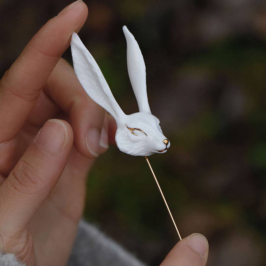 Vermilion Collection - Vente Broches - Broches en céramique YIHE "Renard blanc"5