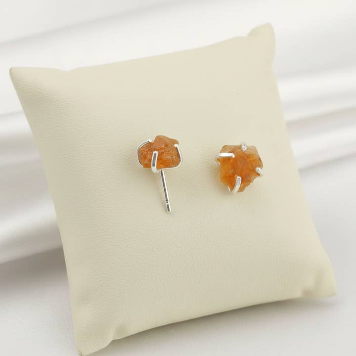 Pendientes de citrino hechos a mano en forma natural en plata 925 para venta al por mayor de Aromatik Australia