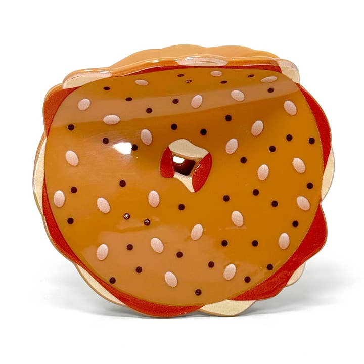 Bagel & Lox Hair Claw Clip– NYC-Inspired icon Hair Accessory for wholesale by Rainbow Unicorn Birthday Surprise