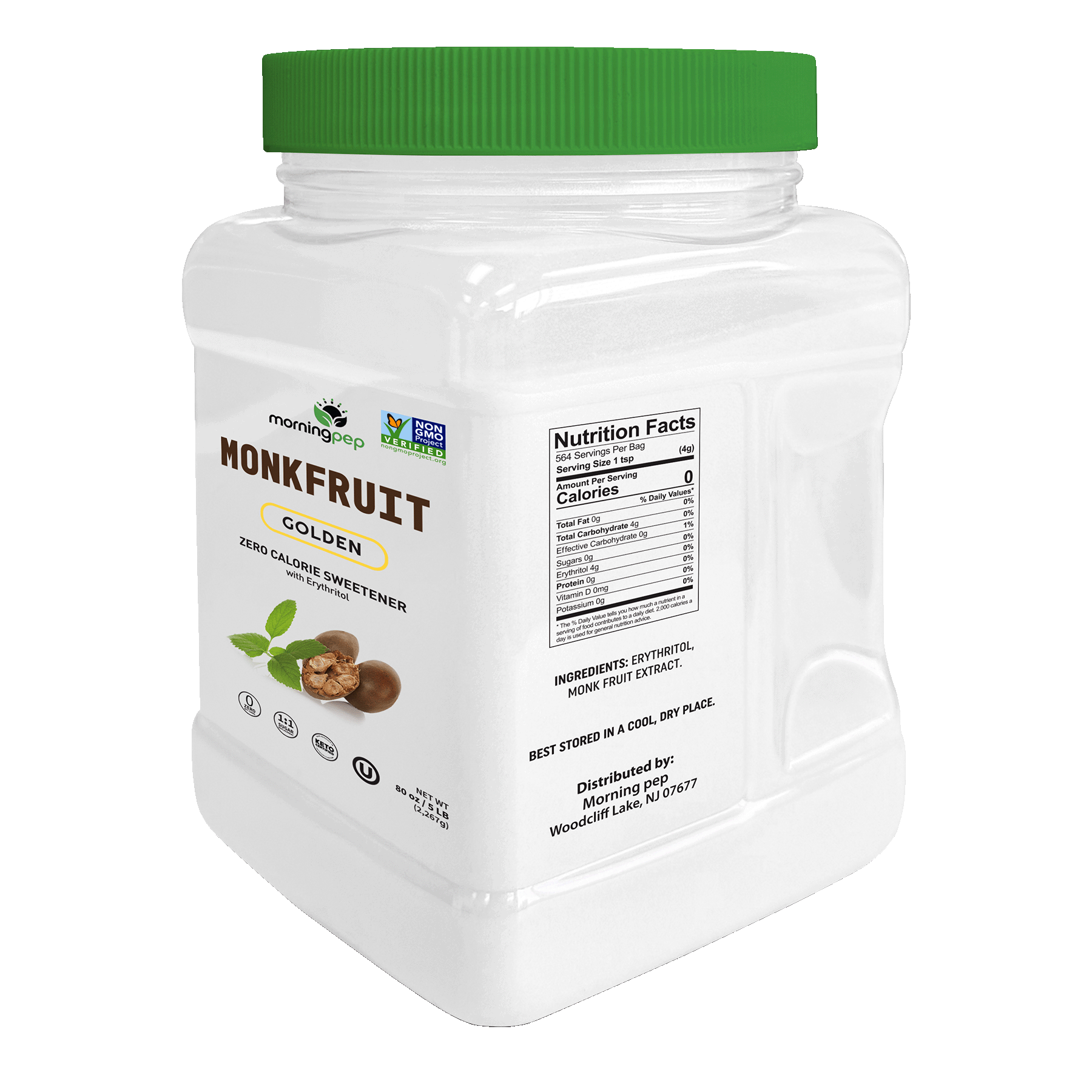 Durelife - Wholesale Sugar/Sweetener - Morning Pep Monk Fruit Sweetener, Golden 2.5lb10