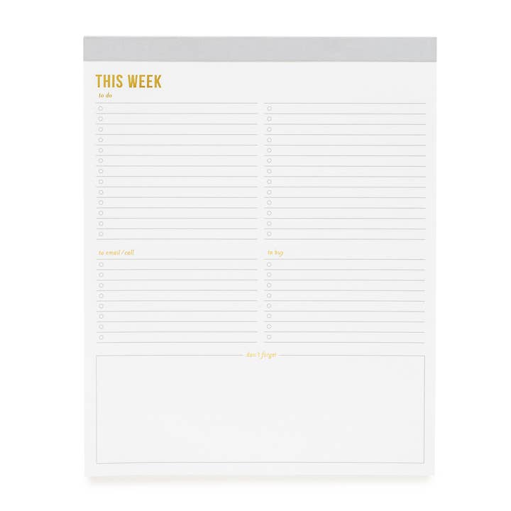 Large Grey Weekly Pad for wholesale by Sugar Paper