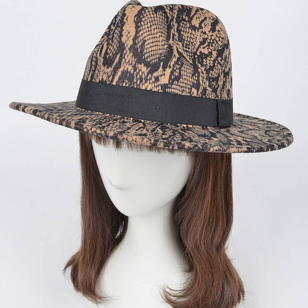 3AM BY H&D ACCESSORIES - Wholesale Fedora - Women's - Snake Print Fedora Hat3