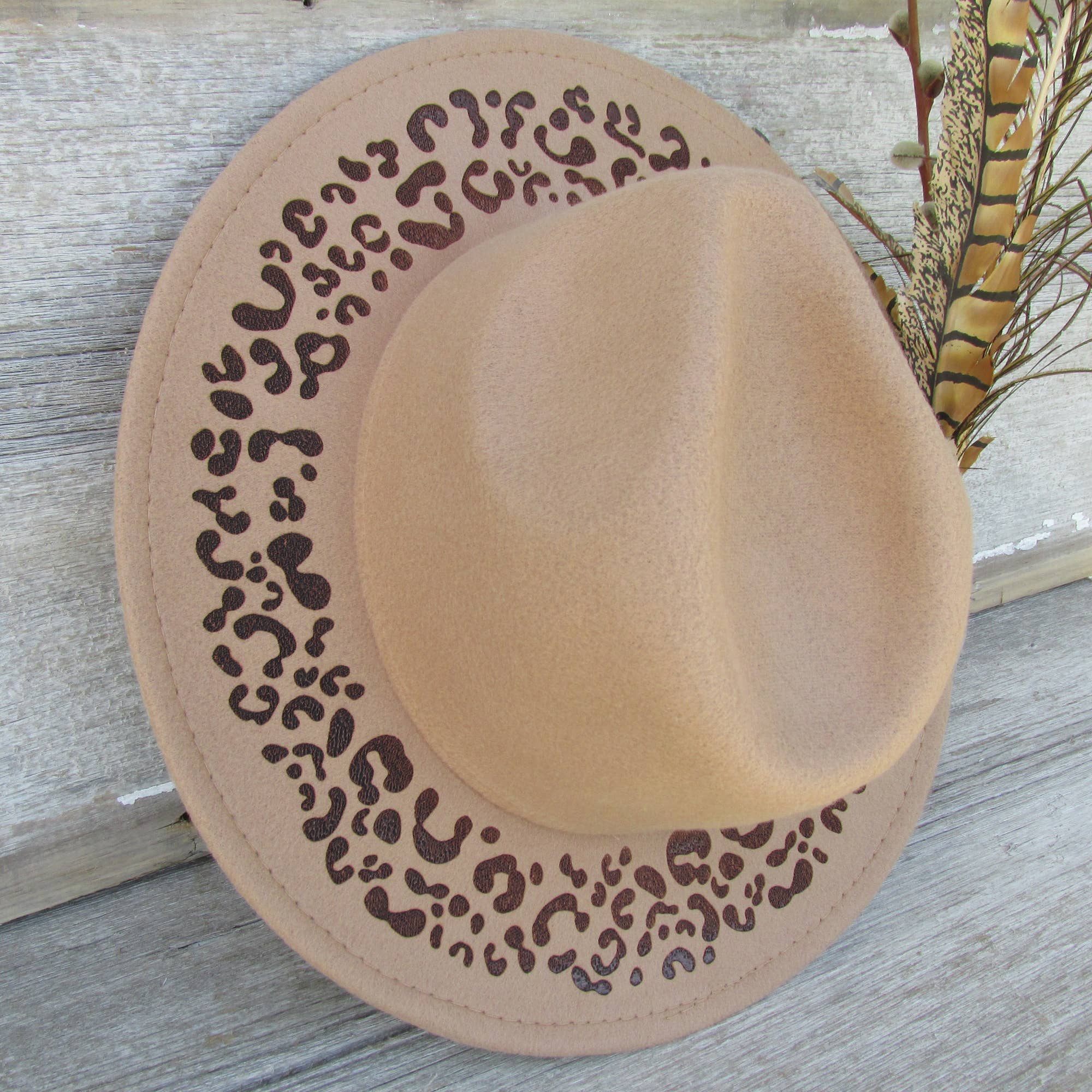 Memories for Life - Wholesale Fedora - Women's - Burned Felt Hat - Lasered Fedora Cowboy Hat - Cheetah2