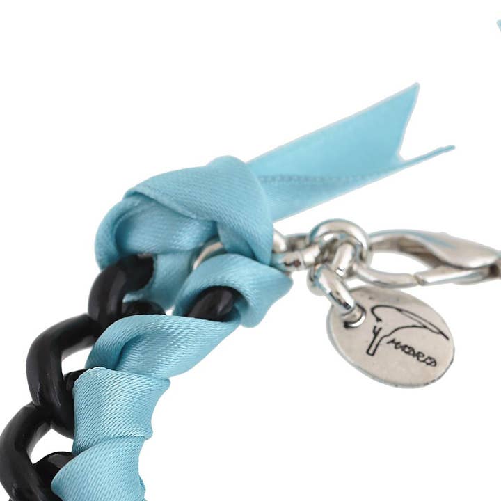 Gloria Mago - Wholesale Woven/Braided Bracelet - Bracelet chain and ribbons “Fancy” blue ribbons1