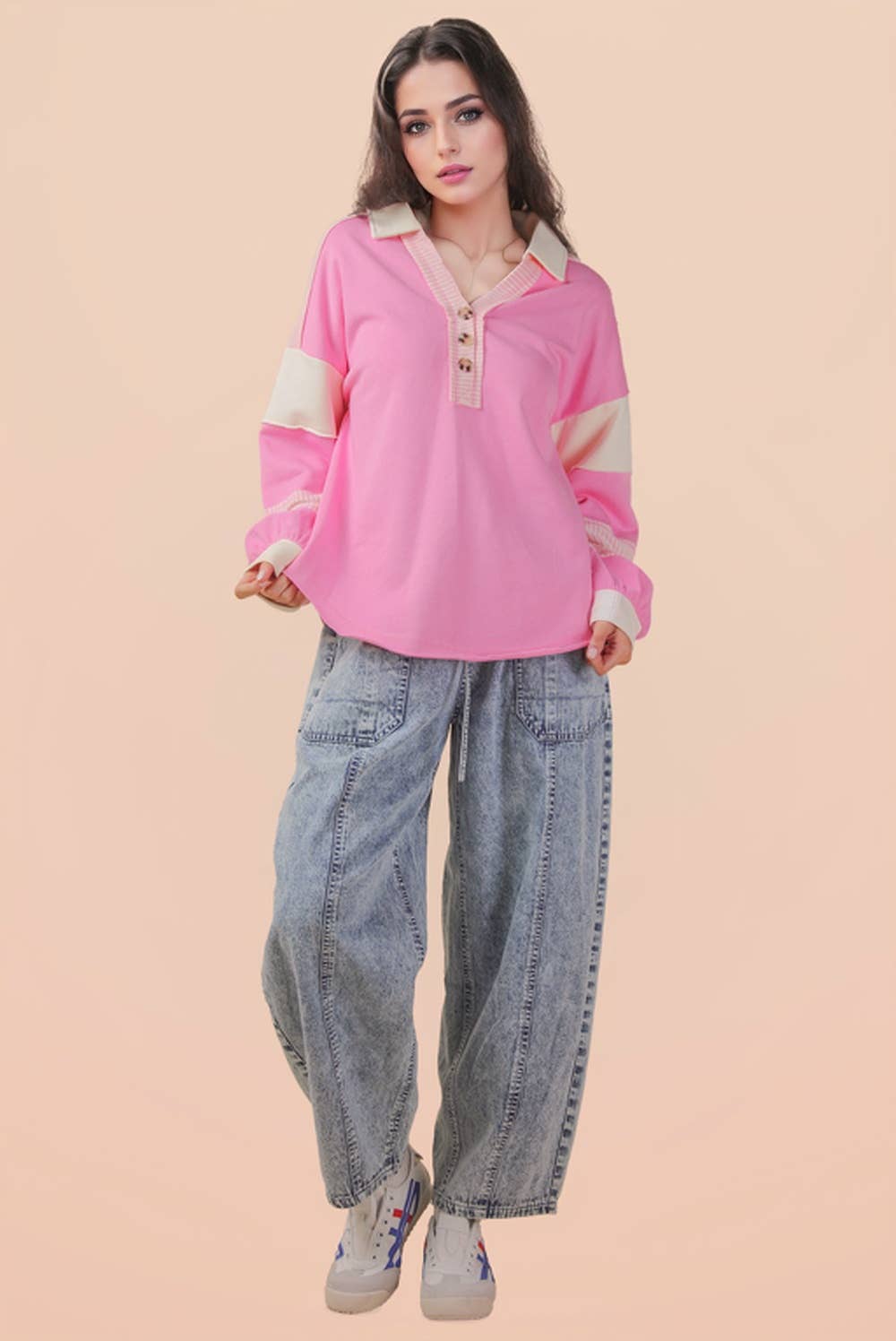 VERY J - Wholesale Knit Top - Women's - NT11851-Color Block Oversized Casual Knit Top9