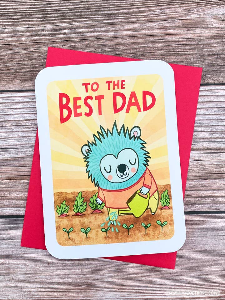 To the Best Dad Hedgehog - Father's Day Card for Dad Gardener with Hedgehog for wholesale by My Zoetrope