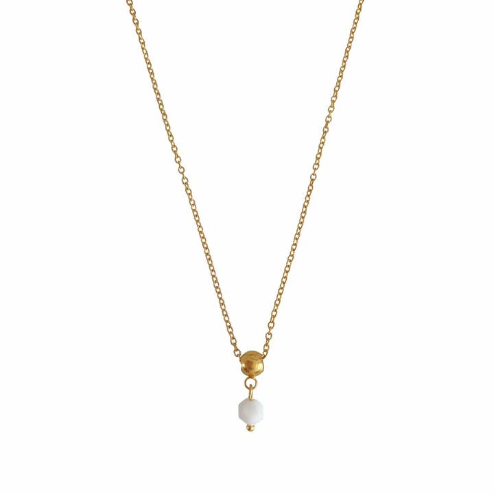 Collier en onyx blanc - Doré pour la vente par Saint Clairmont