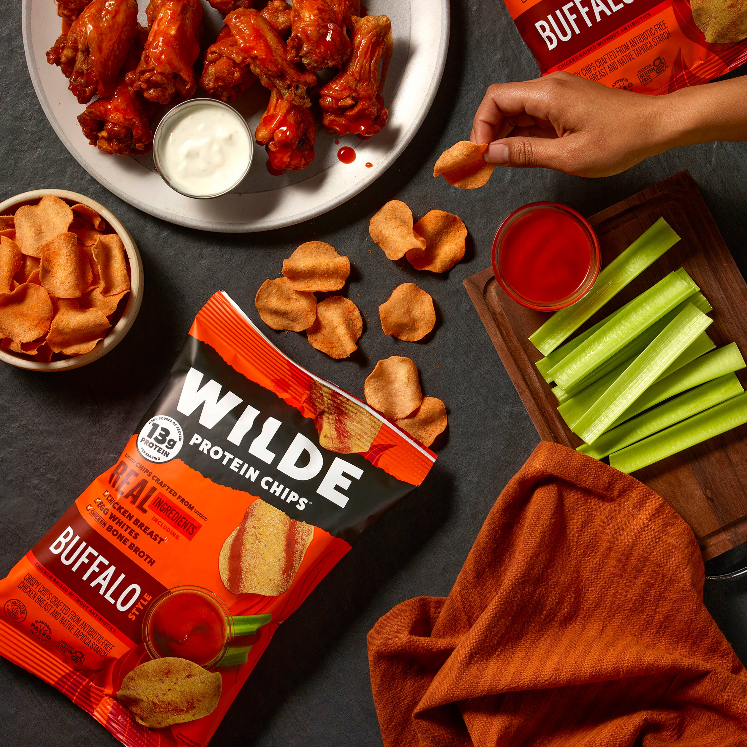 Righteous Felon Craft Jerky - Wholesale Chips - Wilde Buffalo Chicken Protein Chips 1.34oz (8ct)1