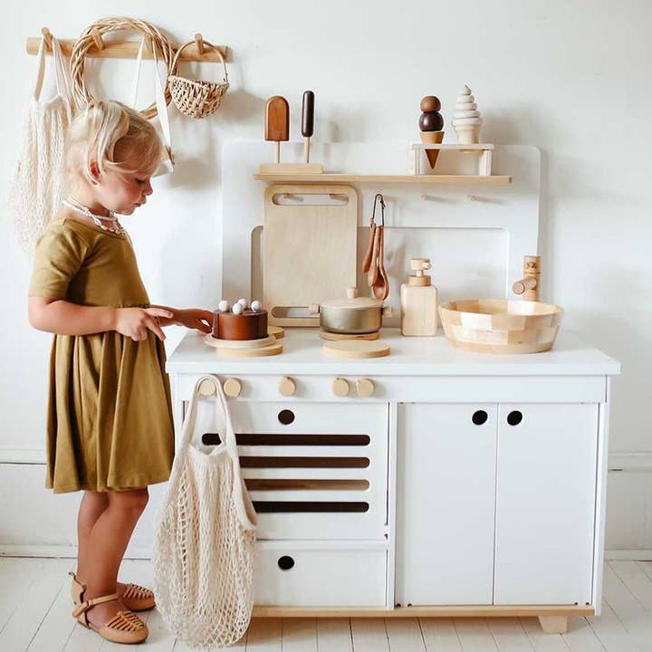 Midmini - Wholesale Toy Set - Kids - Milk Wooden Play Kitchen