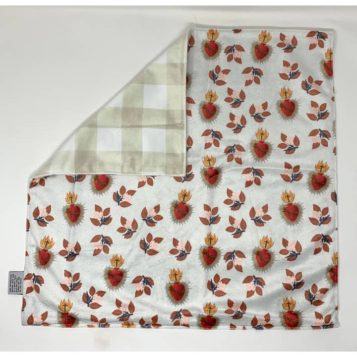 Meyer Market Designs - Wholesale Throw Blanket - 18" Sacred heart of Jesus Ultra Soft Lovey Blanket. Baby Prayer Mini Blanket. Sacred heart of Jesus Lovie Blanket. Catholic Baptism Baby