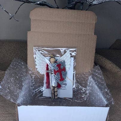 Our Saint Family - Wholesale Ornament - Our Lady Protecting Veil of Theotokos Wooden Doll Ornament4