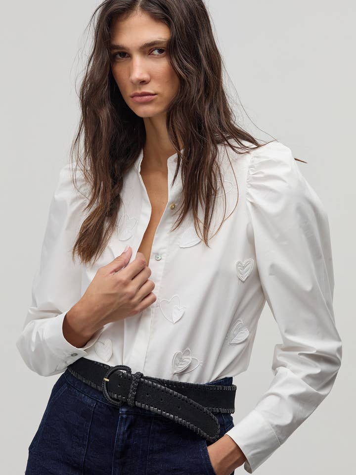 Cuore Poplin Shirt - White for wholesale by Lanhtropy