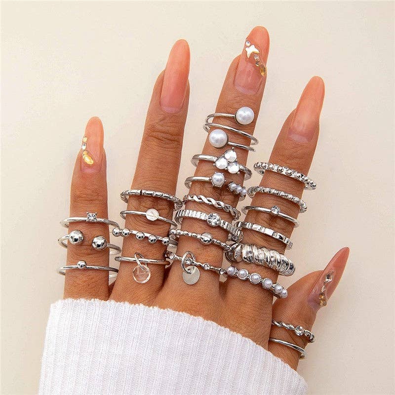 Ekartini - Vendita all'ingrosso Parure di gioielli - Set di anelli moda in metallo geometrico1