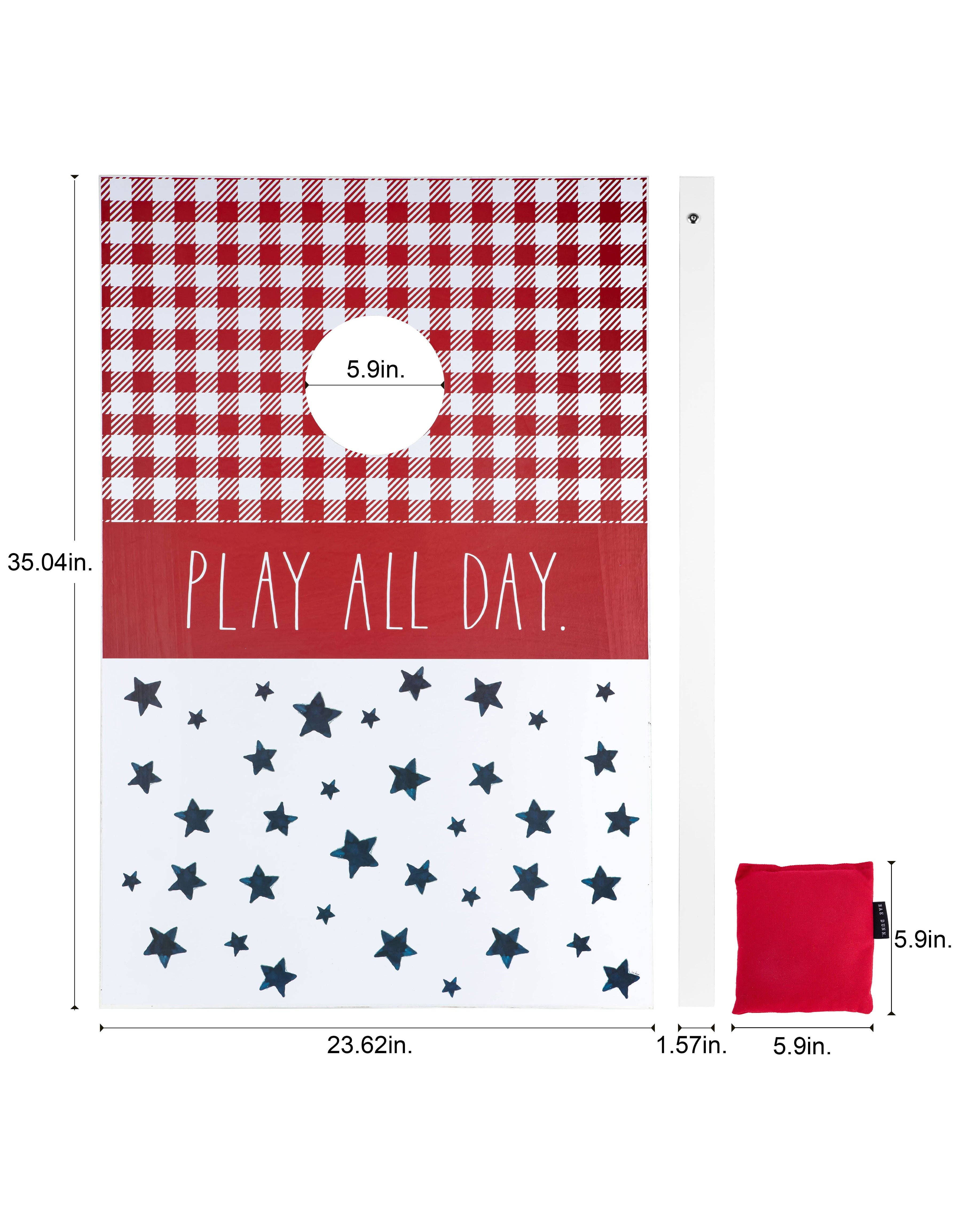 DesignStyles Home – Cornhole por atacado – Rae Dunn “Toss” Tábua Cornhole com Bandeira Americana e Tábua Vermelha3
