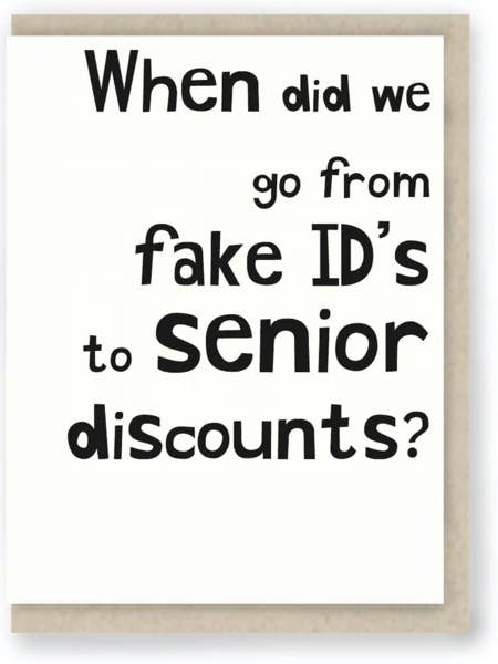 868: Senior Discounts ... Funny Birthday / Age / Sarcastic for wholesale by Hit and Run Greetings