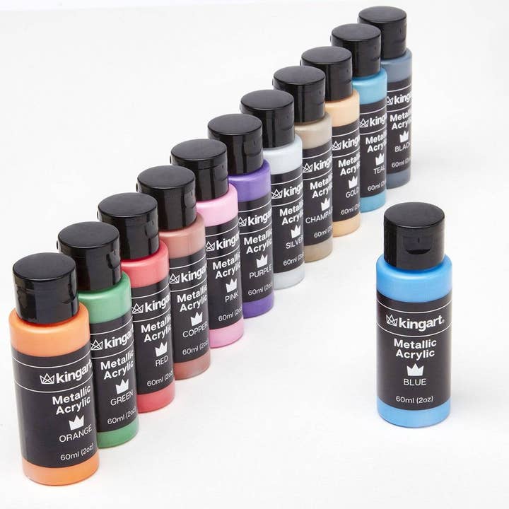 KINGART - Wholesale Acrylic Paint - Acrylic Paint - 12 Metallic Colors 60ml7