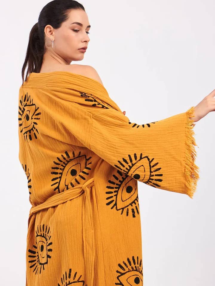 Umays Boho - Venta al por mayor Kimono - Mujer - Kimono Evil Eye, Caftán Evil Eye, Kimono de algodón orgánico6