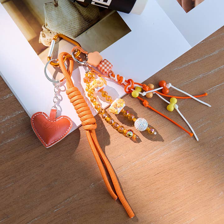 Dipped Shop - Wholesale Keychain - Women's - Cute Leather Heart Braided Keychain Bag Charm DP25765