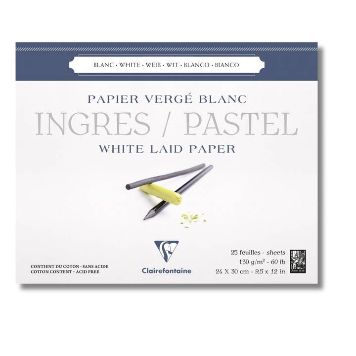 Bloc de papier pastel Clairefontaine Ingres, blanc, 130 g/m², 9,5 x 12 pour la vente par Exaclair