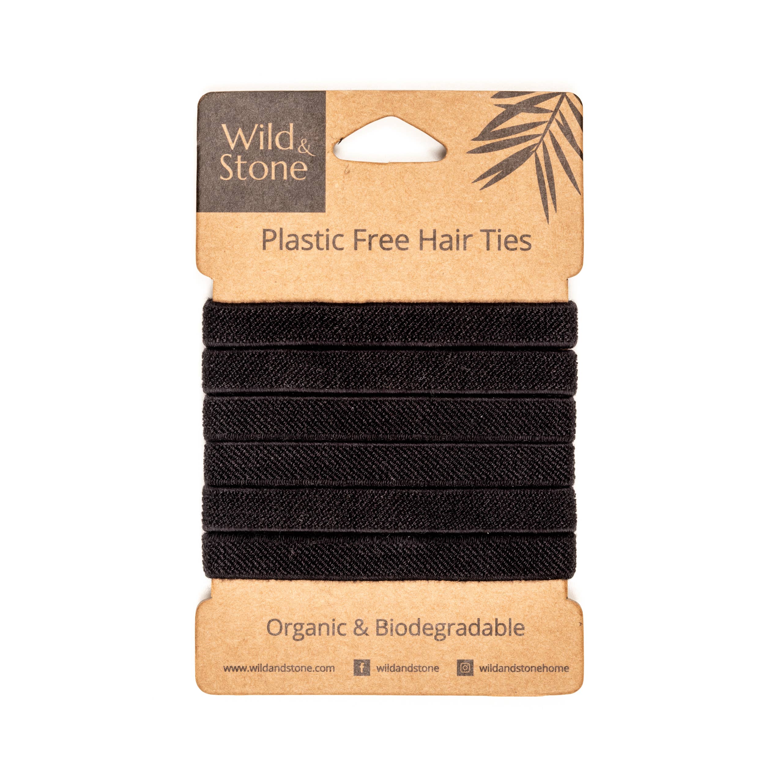 Wild and Stone - Wholesale Hair Tie - Hair Ties - Plastic Free - 6 Pack (Black)5