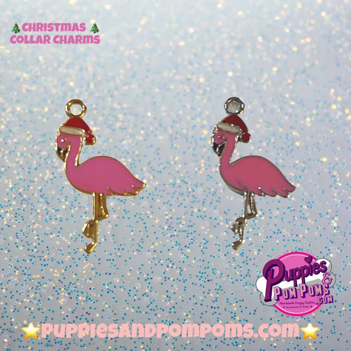 Puppies & Pom Poms – wholesale Halsbandsberlock - Katt och hund – Jul Flamingo Charm