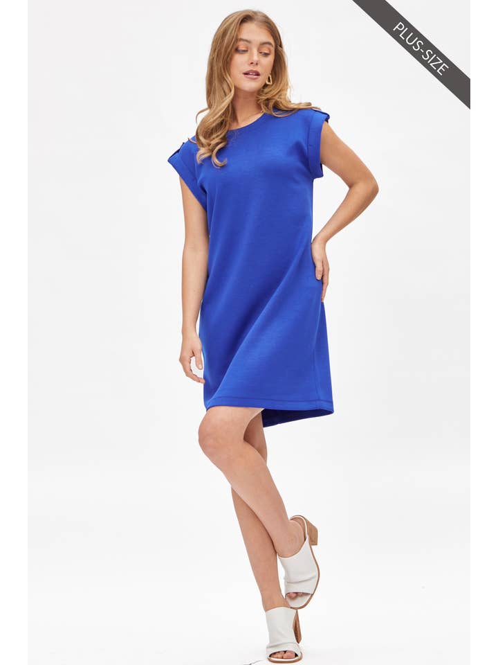 Dear Scarlett – Großhandel Kleid – Damen – Plus-Size A-Linien-Kleid aus Scuba Modal mit Kappärmeln TRV-RETREATP22