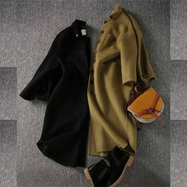 Plush Looks - Wholesale Coat - Women's - Solid Color Thickened Mid-Length Woolen Coat2