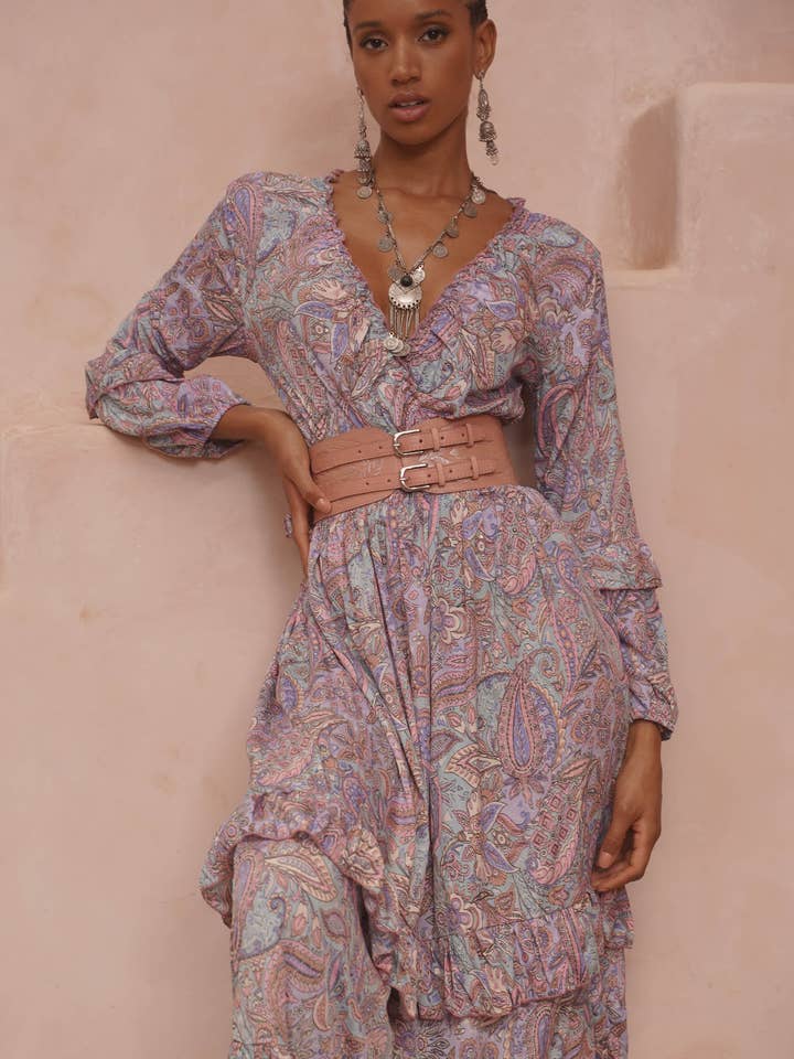 Marrakesh Shimmer Belt Metallic roze nude/zilver voor wholesale door Jodi Lee