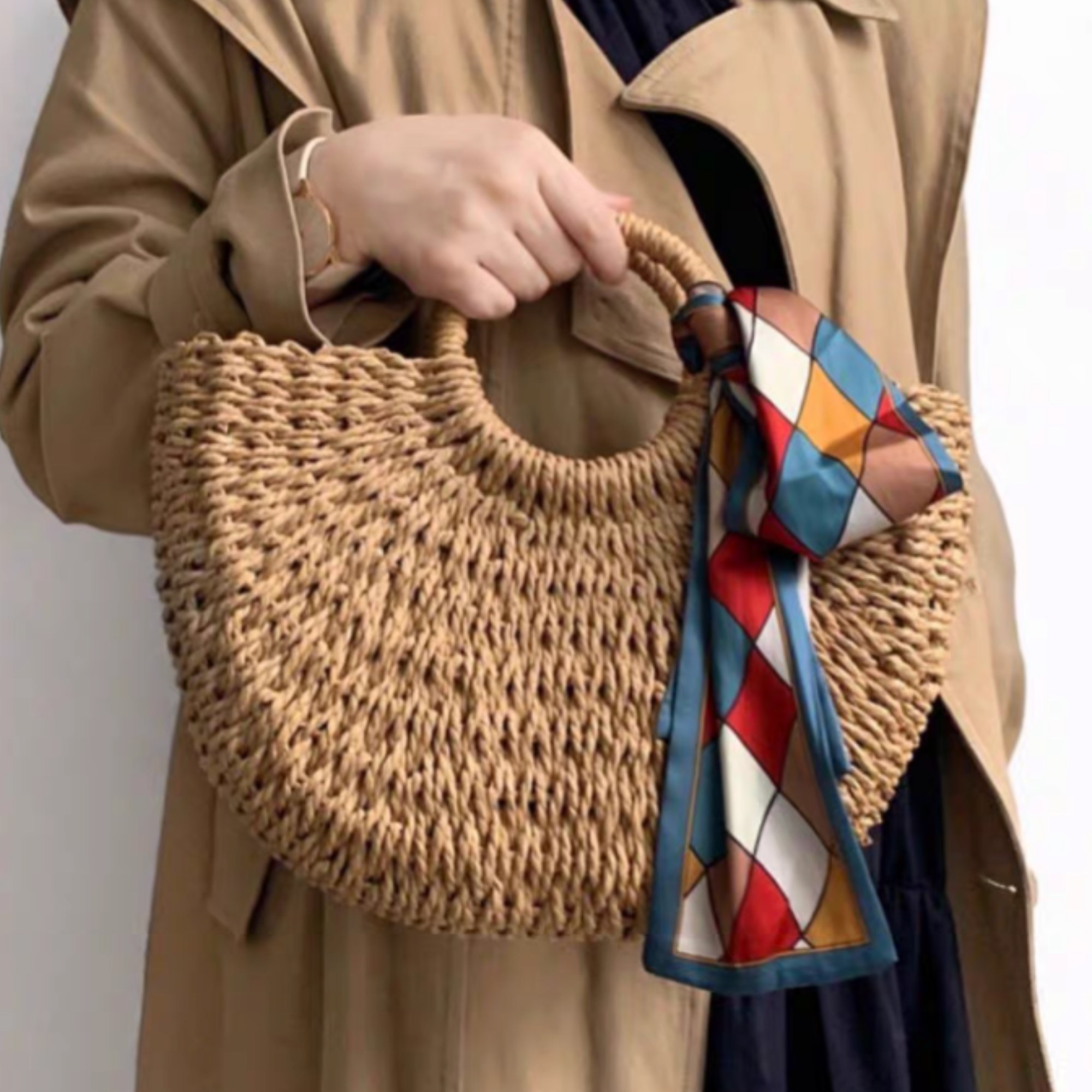 DrifWoo - Venta al por mayor Bolsa de asa- Mujer - Bolsos de Mano Artesanales Tejidos a Mano en Forma de Media Luna8