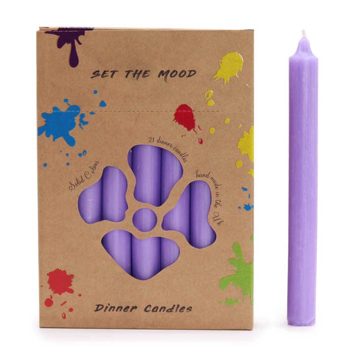 AW Artisan - Wholesale Tapered Candle/Candlestick - Table Candle Set - Pack of 21 - Purple