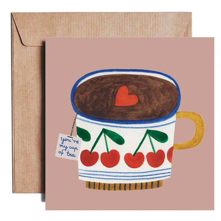 CUP OF TEA card for wholesale by Daria Solak Illustrations