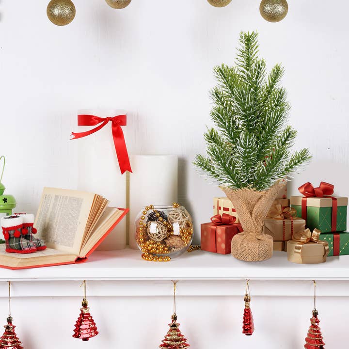 Grand Verde - Wholesale Artificial Christmas Tree - 12” Small Flocked Artificial Christmas Tree in Burlap Base2