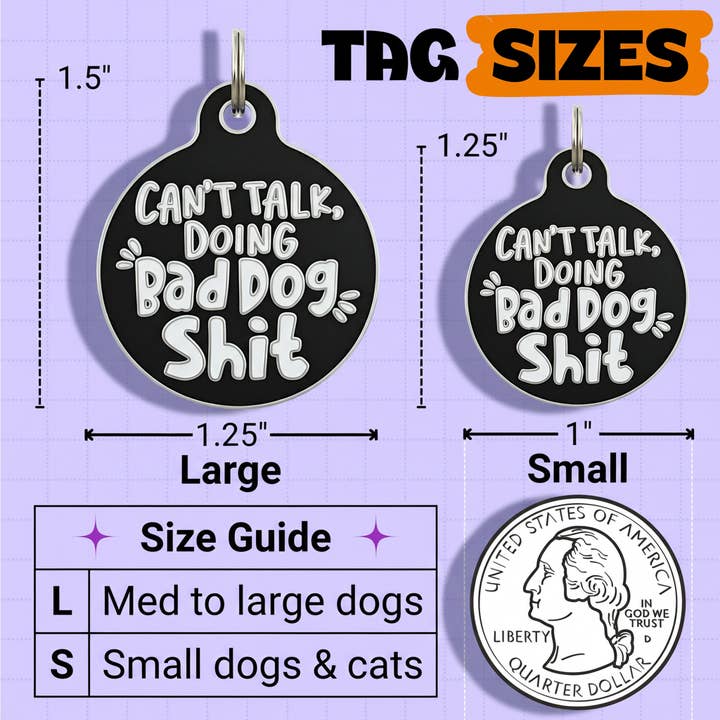 Bad Tags - Wholesale Pet Collar Charm - Cat/Dog - Enamel Dog Tag w/Scannable Pet ID - Bad Dog Shit4