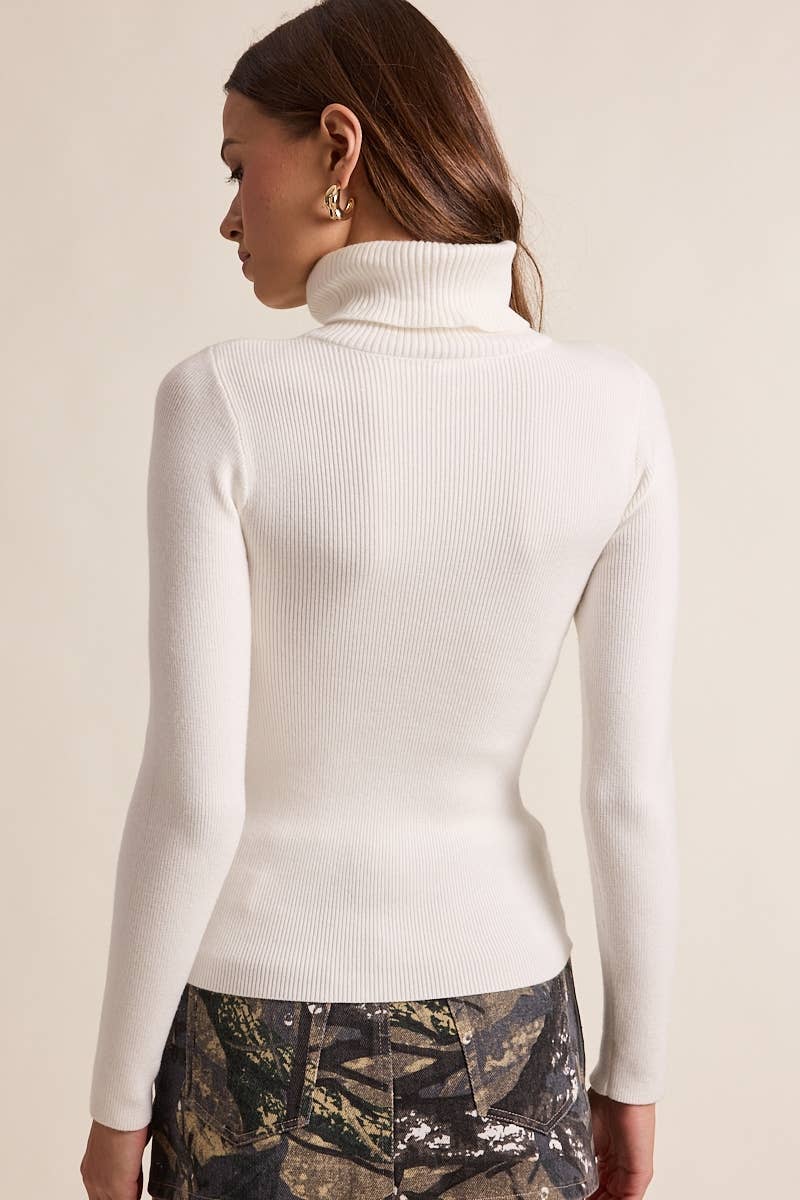 Sky to Moon - Wholesale Knit Sweater - Women's - FLOWER POINT TURTLE NECK SLIM FIT-IN KNIT SWEATER10