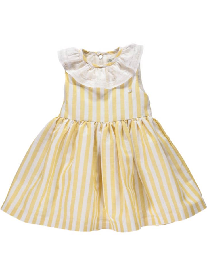PS23S001014 Vestido amarillo con rayas para venta al por mayor de Piccola Speranza
