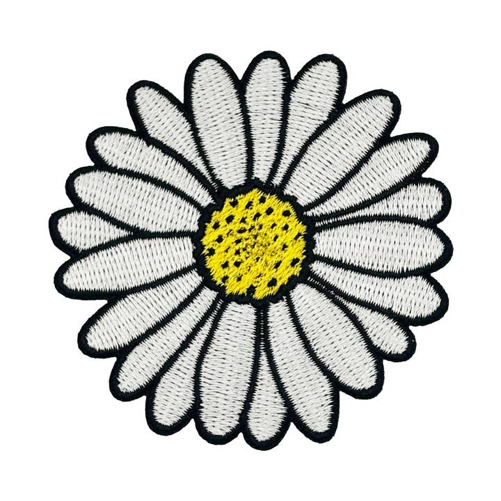 Daisy Flower Embroidered Iron-on Patch for wholesale by Clayton Jewelry Labs