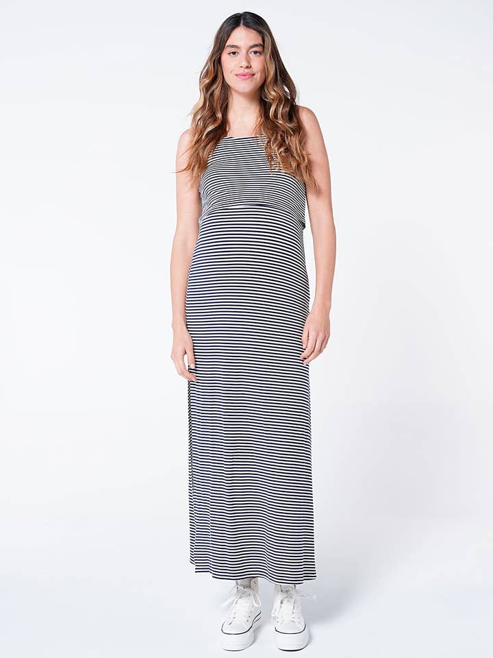 Langes, gestreiftes Stillkleid für den Großhandel von Ohma Barcelona