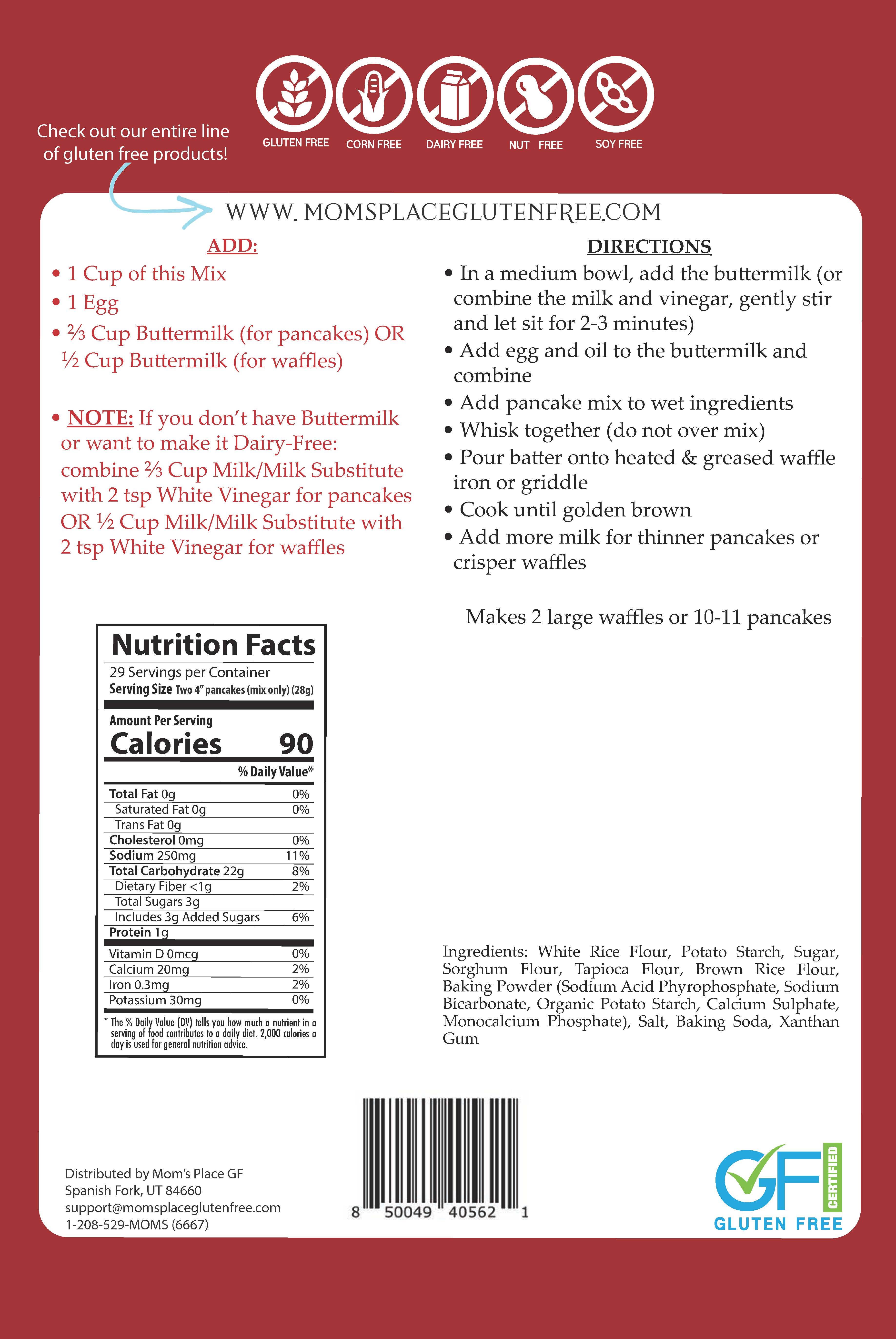 Mom's Place Gluten Free - Wholesale Pancake Mix - Gluten-Free Pancake & Waffle Mix2