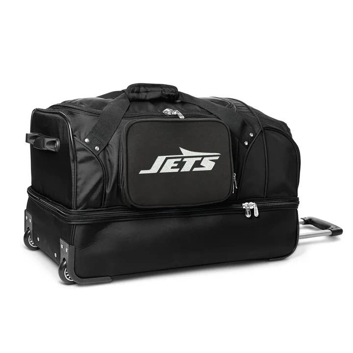 NFL New York Jets 27" Drop Bottom Wheeled Duffel for wholesale by Mojo Licensing
